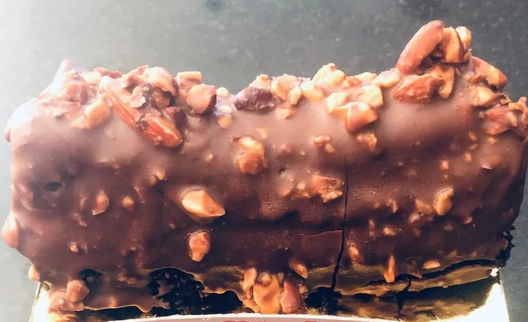 Piece of Chocolate and Nuts Cake