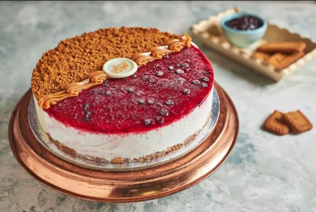 Lotus and Raspberry Yogurt Ice Cream Cake