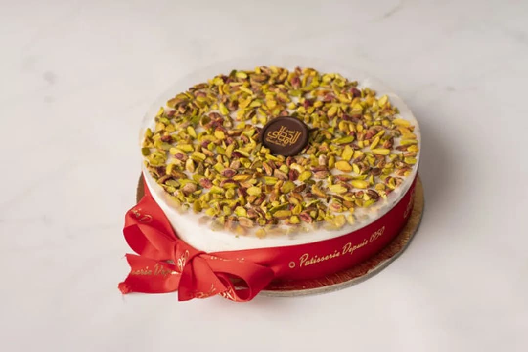 Mastic and Pistachio Ice Cream Cake