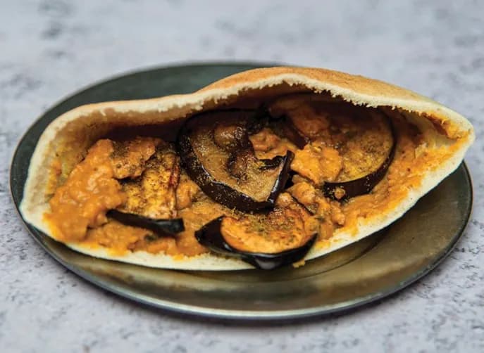 Eggplant and Fava Bean Sandwich