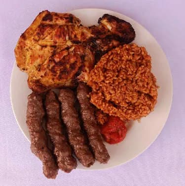 A Quarter Kofta Meal + a Quarter Chicken + Rice, Salad and Bread