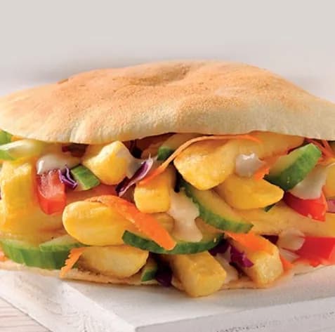 French Fries With Baba Ghannoug Sandwich