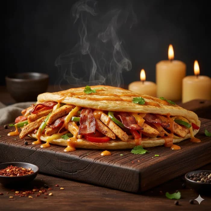 Spicy Mexican Fajita Crepe with Smoked Meat