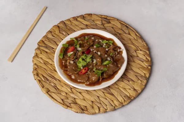 طبق لحم مع صوص كاري و بطاطس