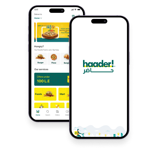 Haader food delivery app on a phone screen