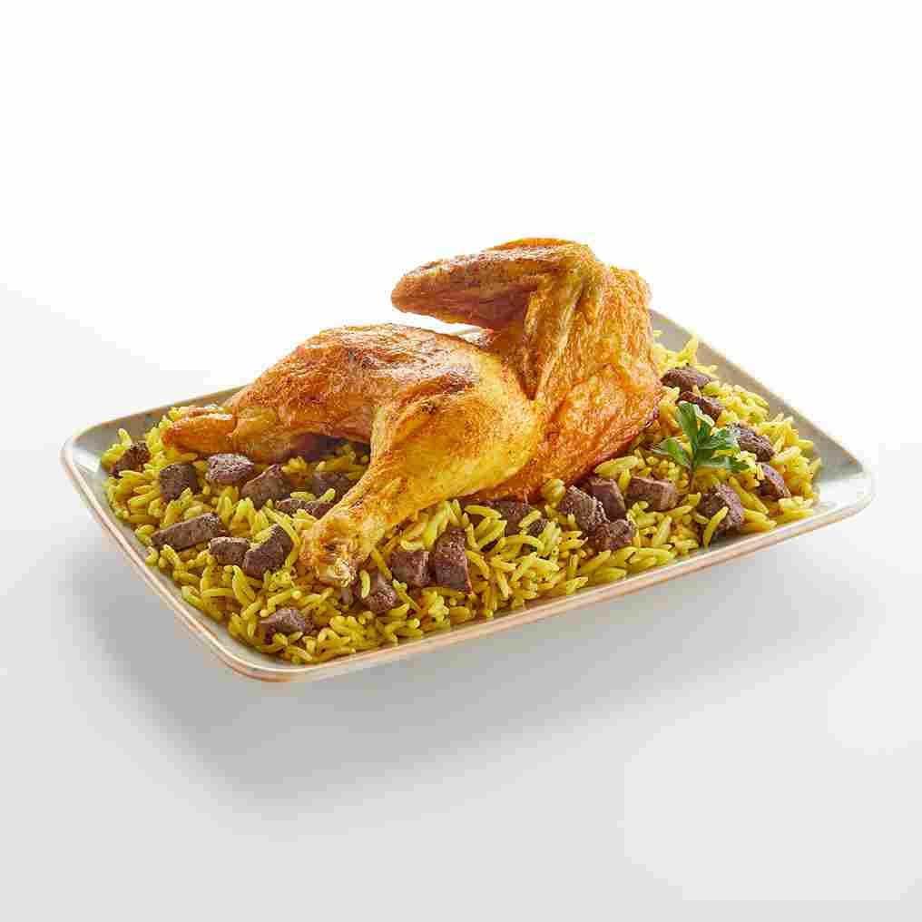 1/2 Pan Fried Chicken and Rice with Liver Meal