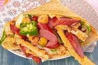 Chicken Panne with Sausage Crepe