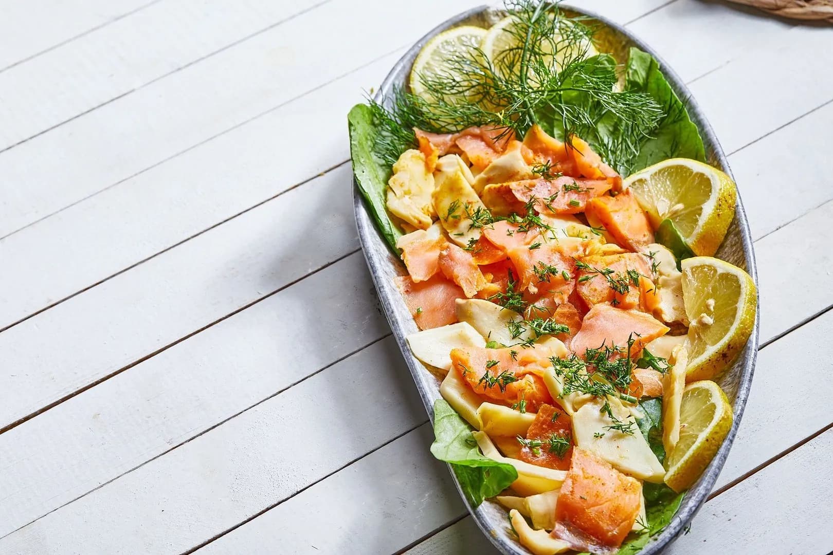 Salmon and Mushroom Salad Plate