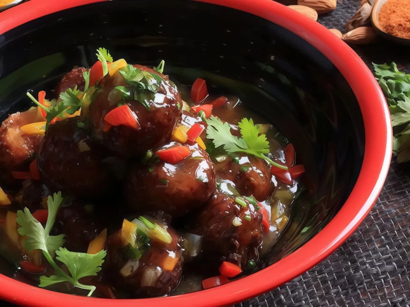 Vegetables Ball With Manchurian Sauce Platter