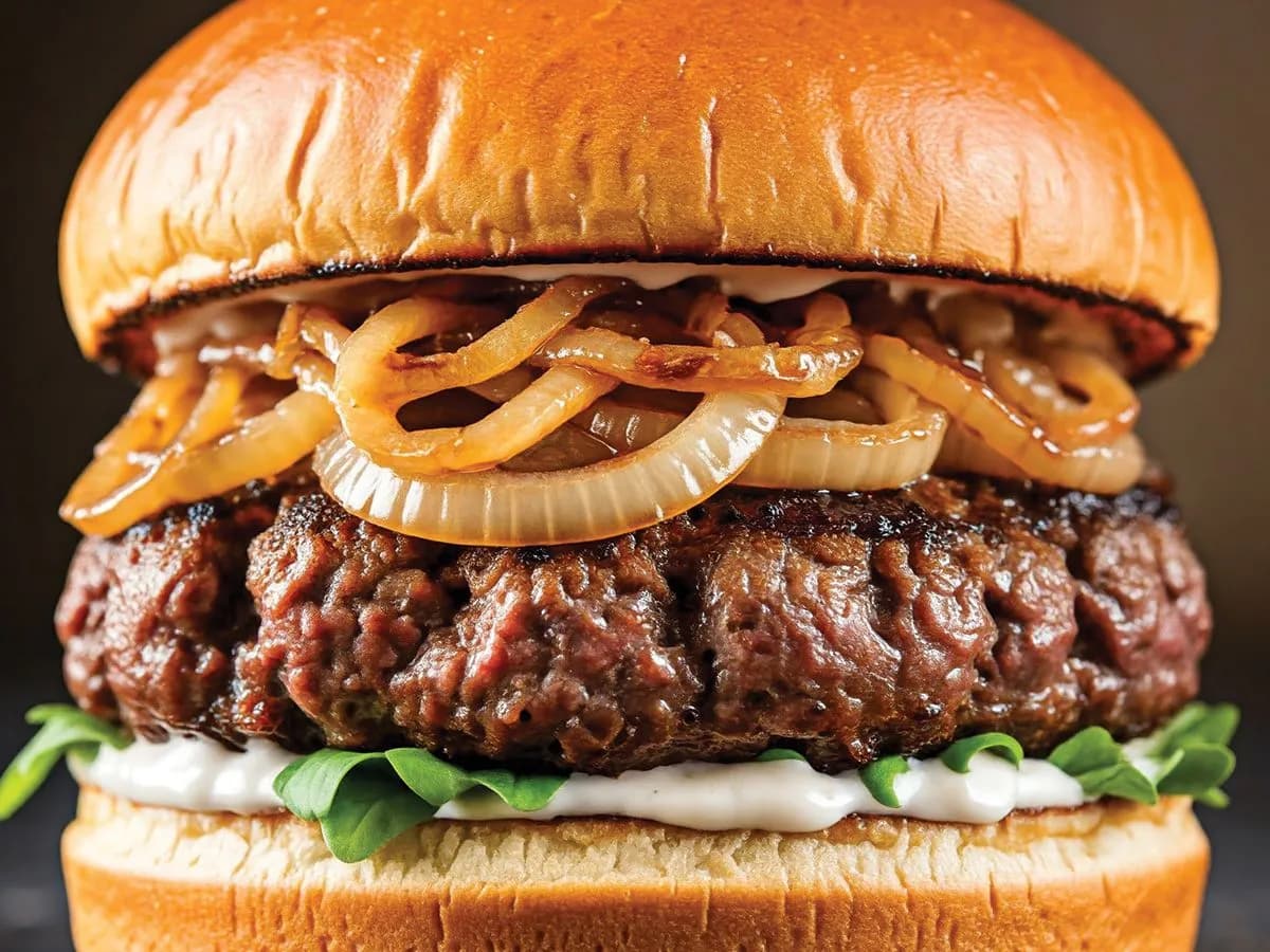 برجر بالبصل المكرمل