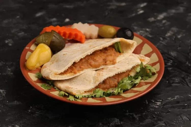 Foul with Eggplant Sandwich