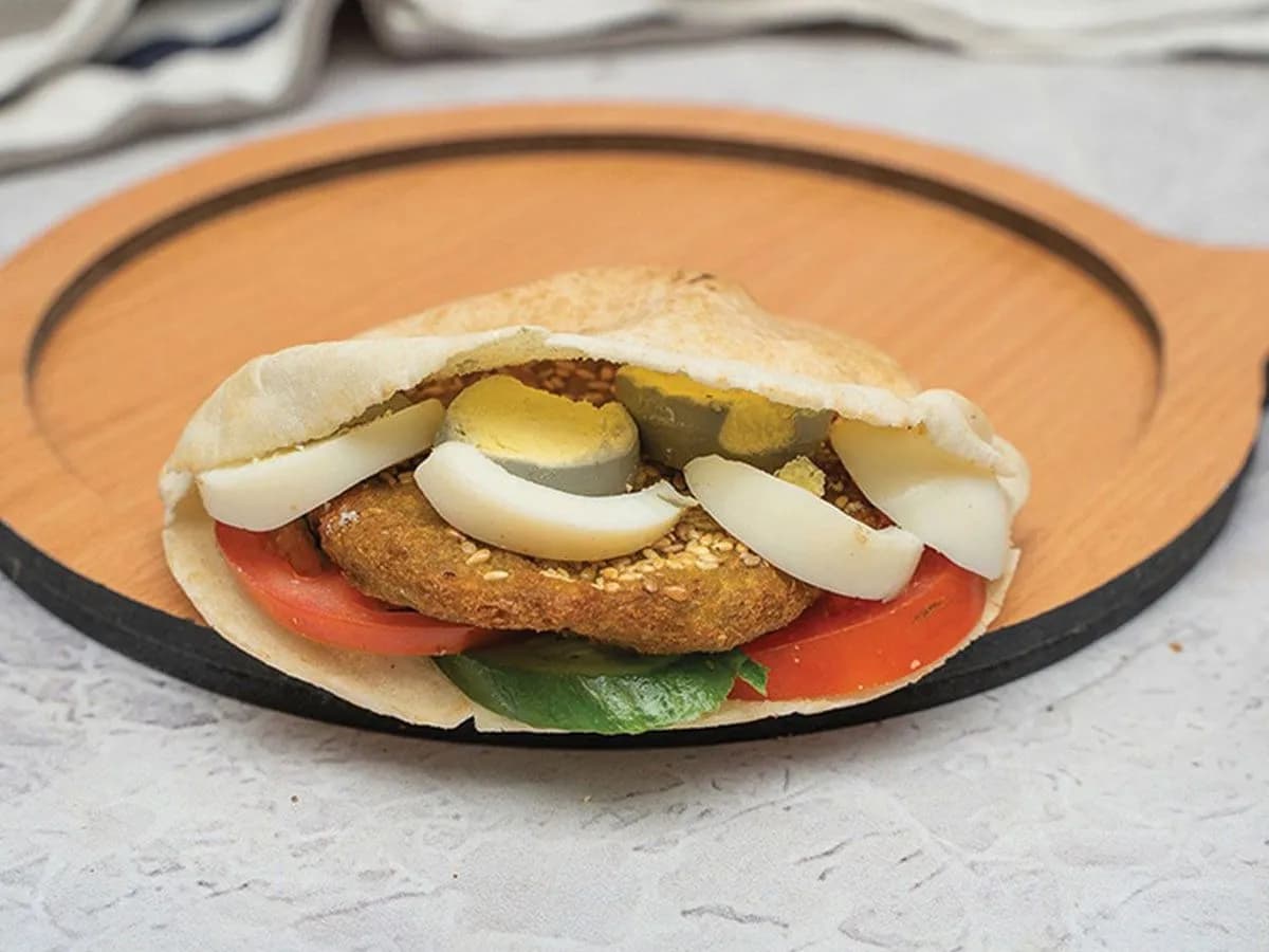 Stuffed Falafel Sandwich with Boiled Eggs