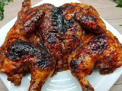 نص فرخة مشوية على الفحم سادة