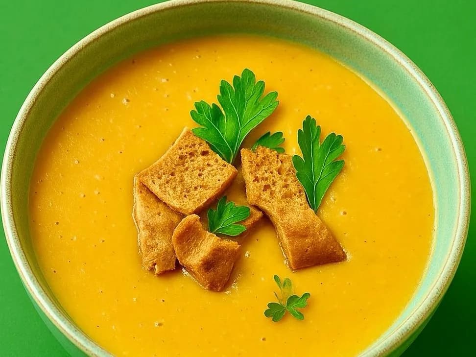 شوربة عدس مع عيش محمص