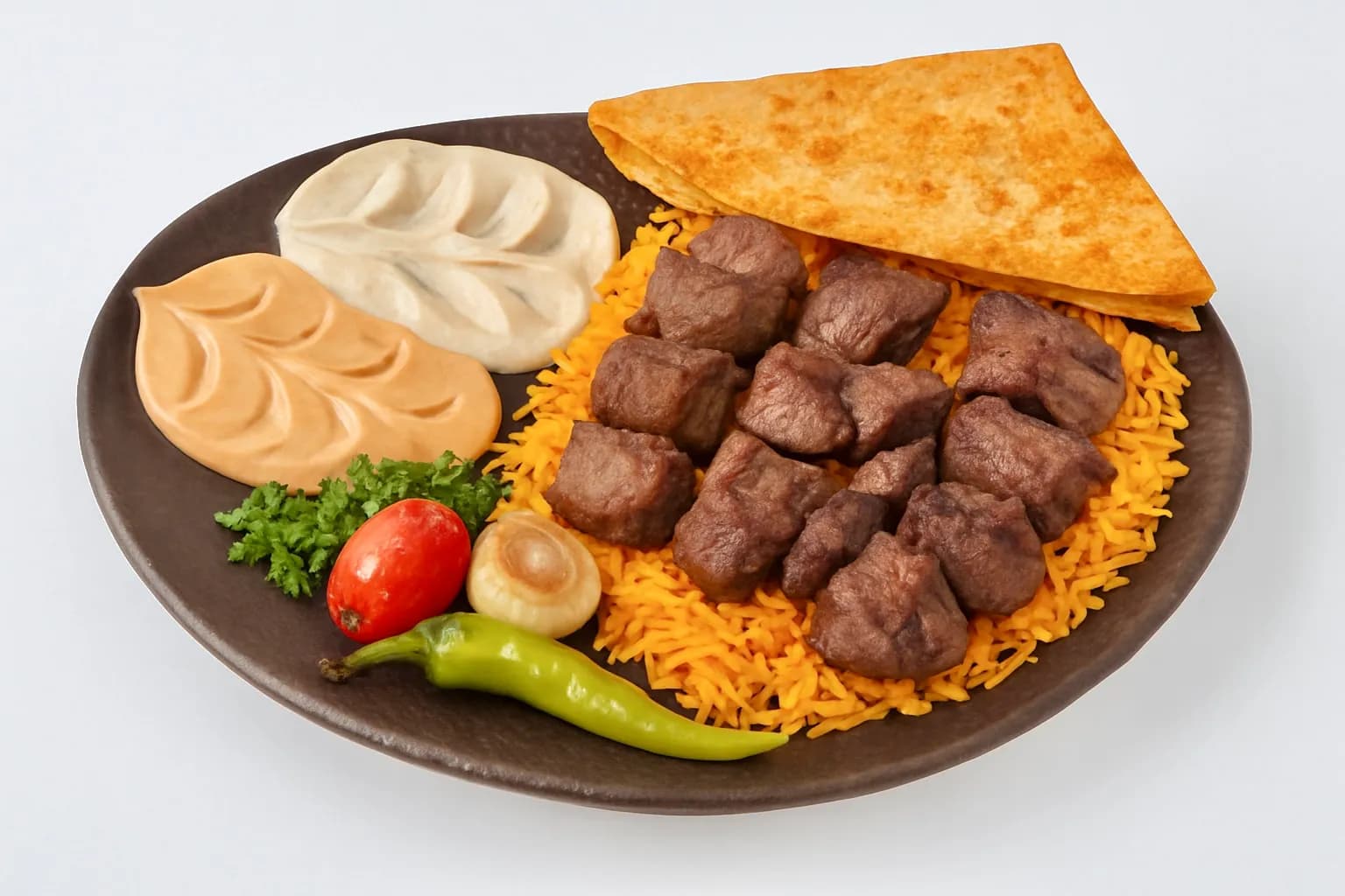 وجبه 1/2 شقف لحم + ارز + سلطه