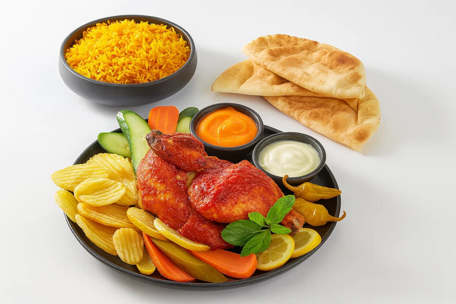 نص فرخة شواية حلبيه مع أرز
