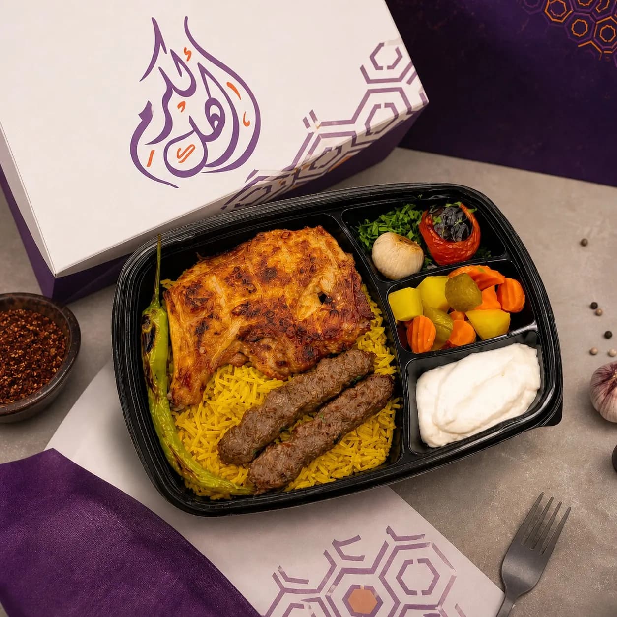 ورك فحم و2 كفتة