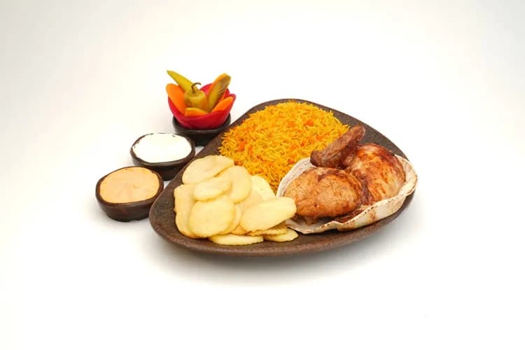 Half A Grilled Chicken With Rice