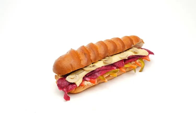Fino Sausage Shawarma Sandwich With Mushrooms And Mozzarella