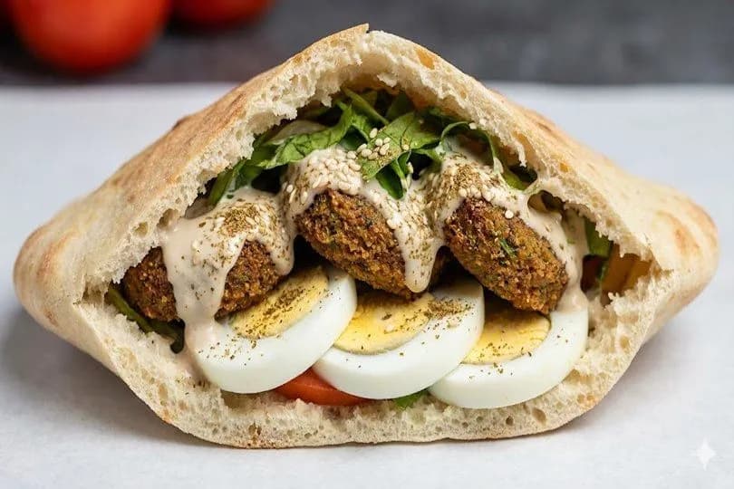 Taamia With Boiled Egg Sandwich