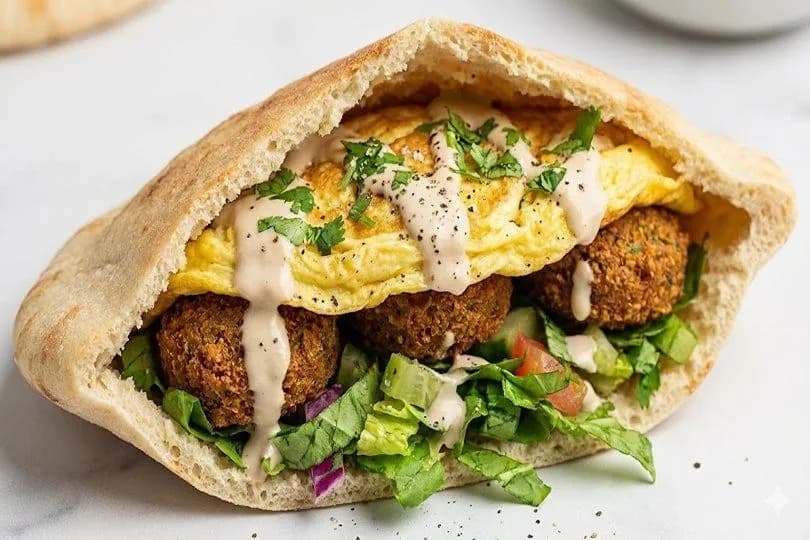 Taamia With Fried Egg Sandwich