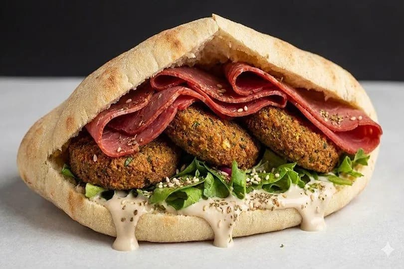 Taamia With Pastrami Sandwich