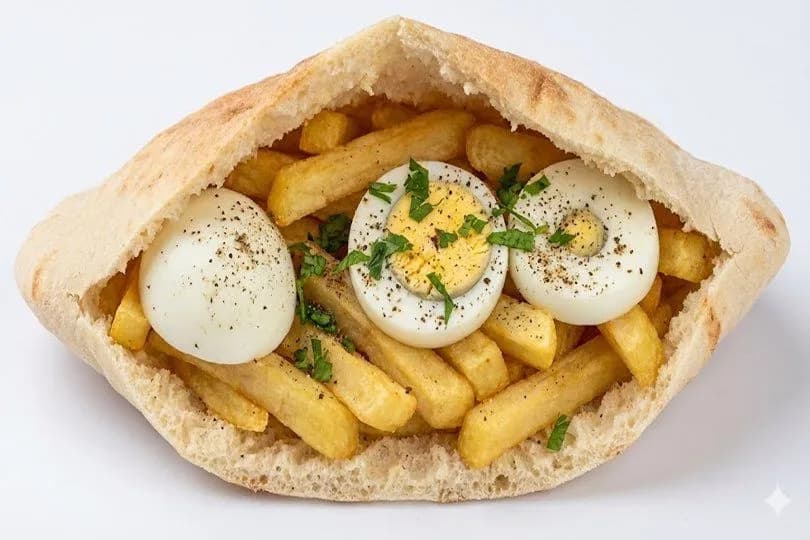 Sandwiches Fries with Boiled Eggs