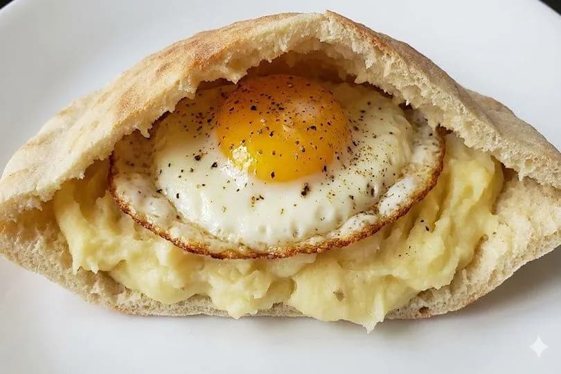 Sandwiches Mashed Potatoes with Fried Eggs