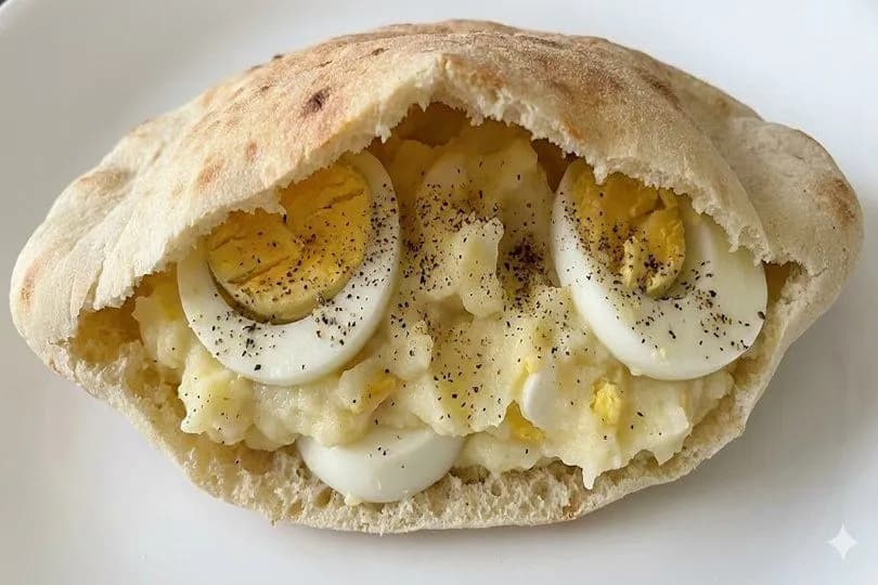 Sandwiches Mashed Potatoes with Boiled Eggs