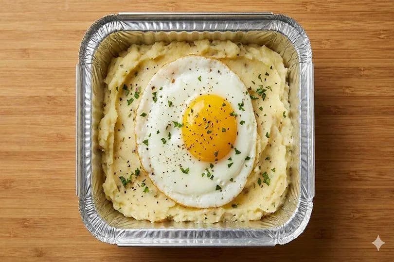 Mashed Potato Box With Fried Egg