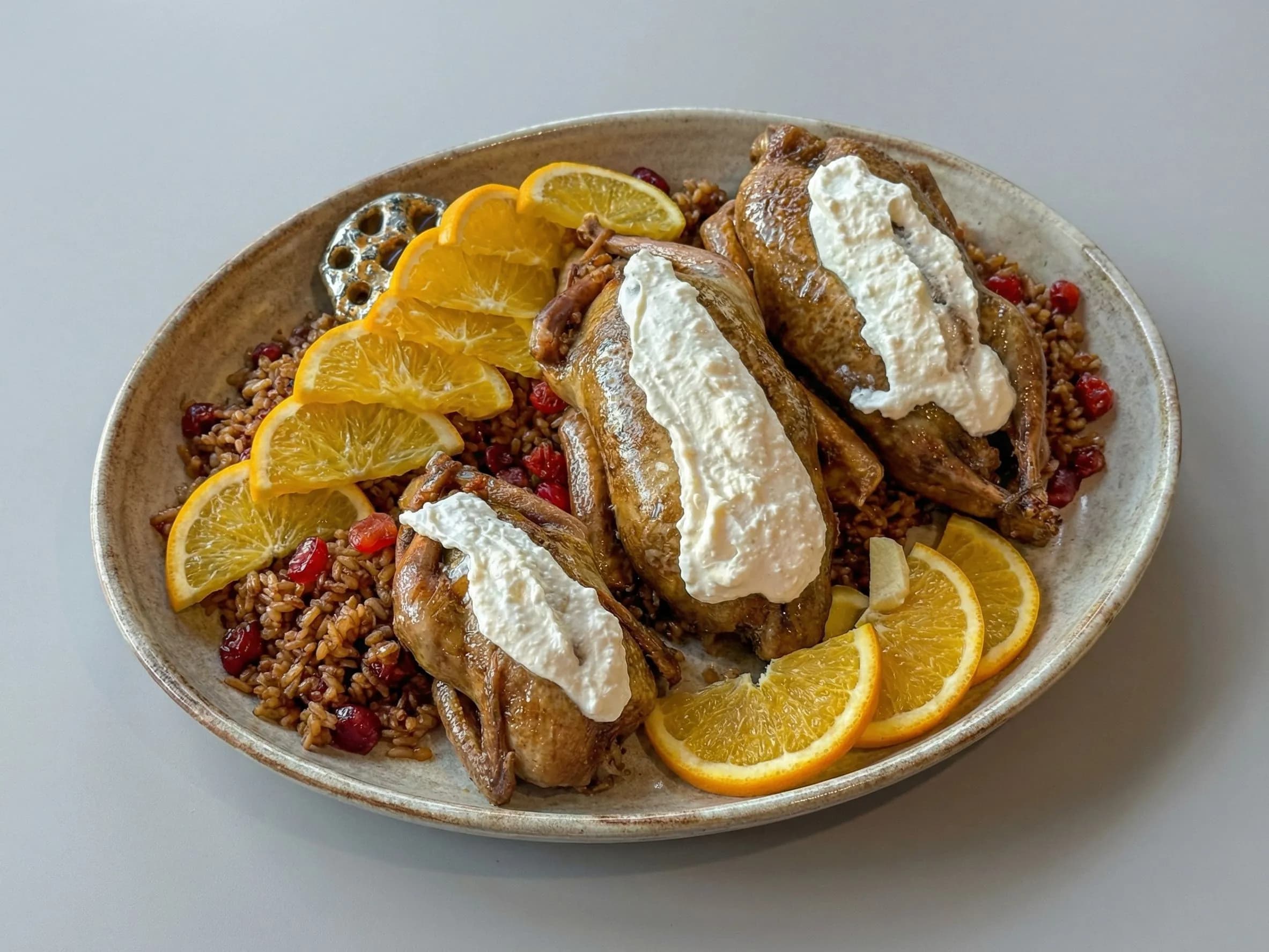 Roasted pigeon with cream